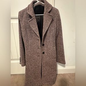 EXPRESS Womens long trench-like coat; pinkish tweed. Super cute when on 🩷